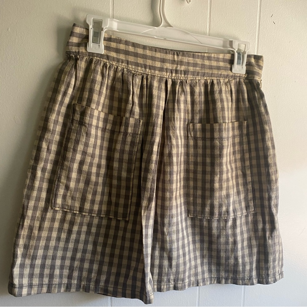 Gingham checkered pattern side zip skirt with pockets